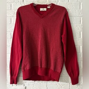 Southern Pines Red with White Design V-Neck Sweater